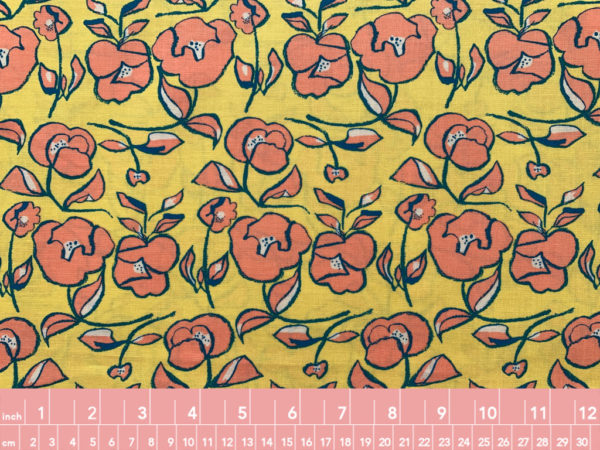 Hokkoh - Cotton Sheeting - Sketched Florals - Yellow