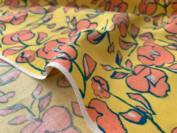 Hokkoh - Cotton Sheeting - Sketched Florals - Yellow