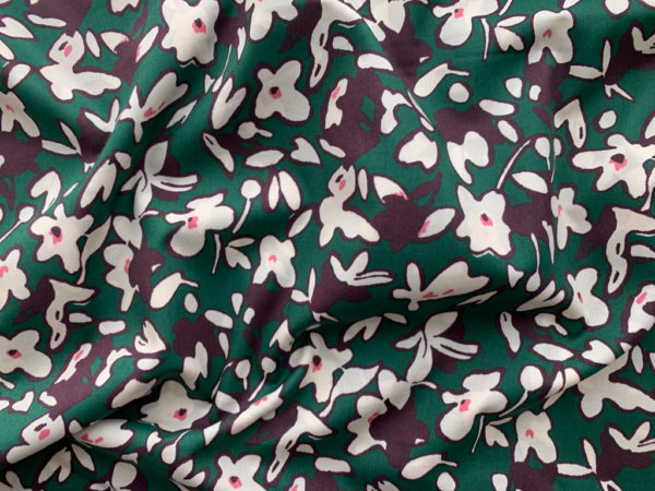 Hokkoh - Cotton Lawn - Abstract Flowers - Green