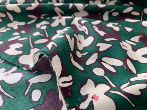 Hokkoh - Cotton Lawn - Abstract Flowers - Green