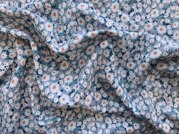 Cotton Voile Print - Dainty Daisies - Blue