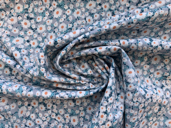 Cotton Voile Print - Dainty Daisies - Blue