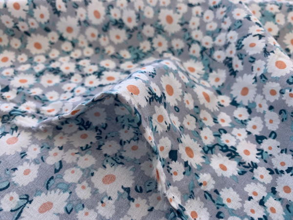 Cotton Voile Print - Dainty Daisies - Blue