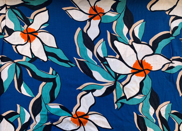 Viscose Poplin Print – Gardenia – Blue