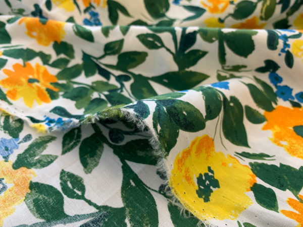 Cotton Poplin – Painted Blossoms – Yellow