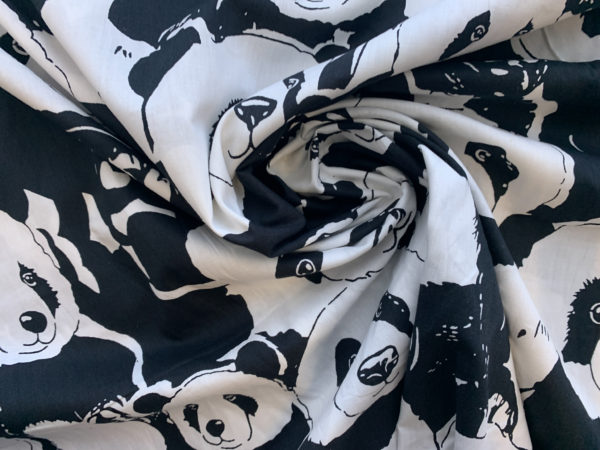 Cotton Poplin – Pandas – Black & White