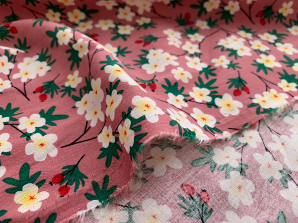 Cotton Poplin - Berries & Blooms - Pink