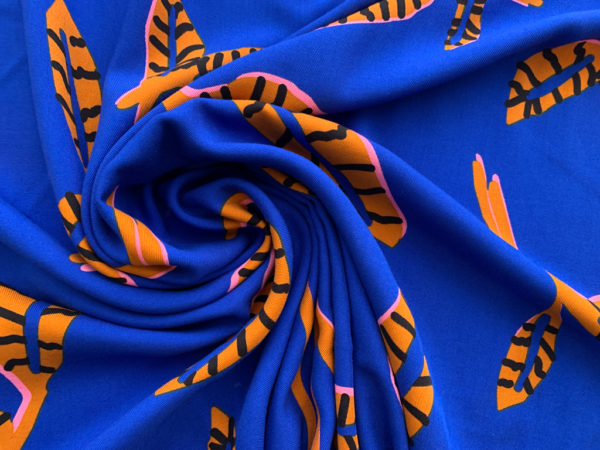 Printed Rayon Twill - Funky Tropics - Cobalt