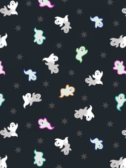 Quilting Cotton - Spooky Ghosts – Black – Glow in the Dark