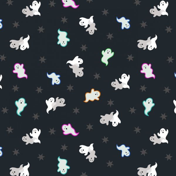 Quilting Cotton - Spooky Ghosts – Black – Glow in the Dark