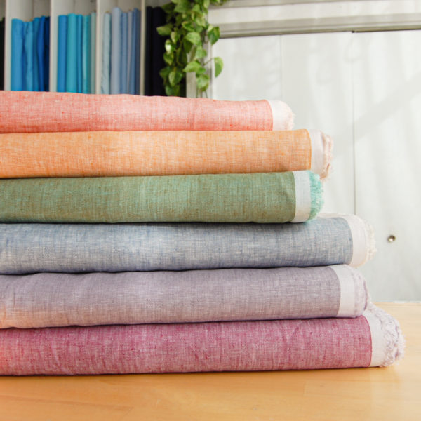 Birch Fabric - Organic Yarn Dyed Linen - Begonia