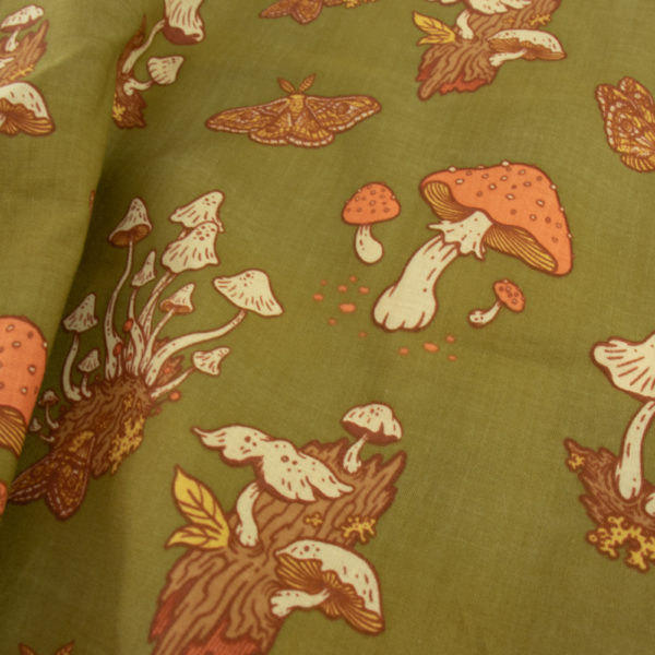 Birch - Organic Cotton Lawn - Mushrooms - Mossy