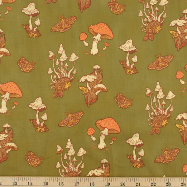 Birch - Organic Cotton Lawn - Mushrooms - Mossy