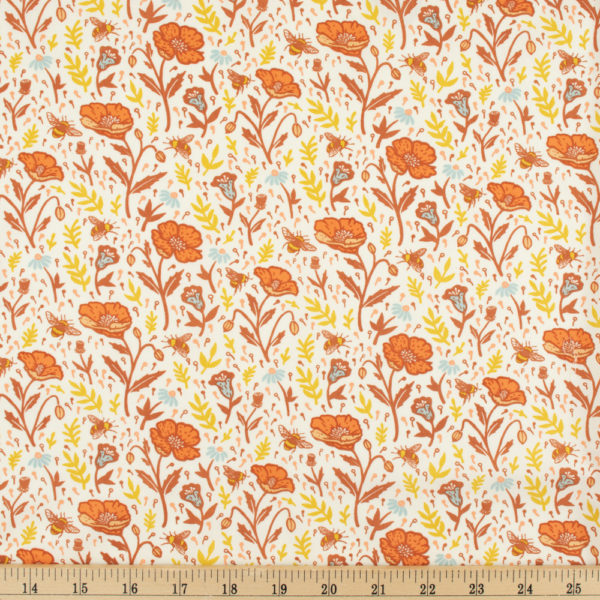 Birch - Organic Cotton Poplin - Poppies - Cream