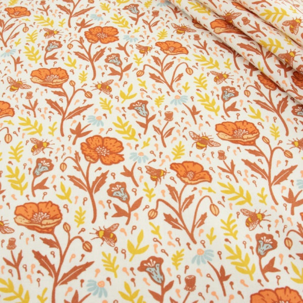 Birch - Organic Cotton Poplin - Poppies - Cream