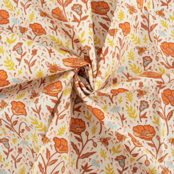 Birch - Organic Cotton Poplin - Poppies - Cream