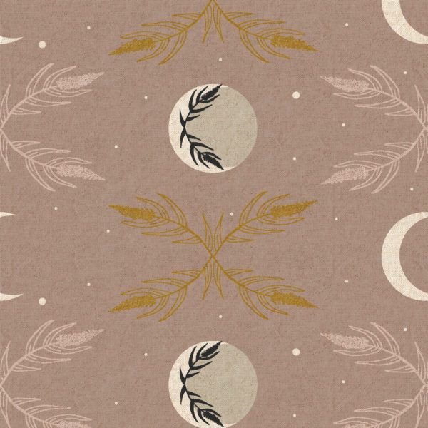 Cotton/Linen Canvas - Camp Creek - Harvest Moon - Mauve Metallic