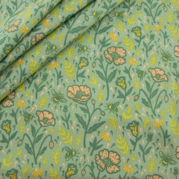 Birch - Organic Cotton Lawn - Poppies - Sage