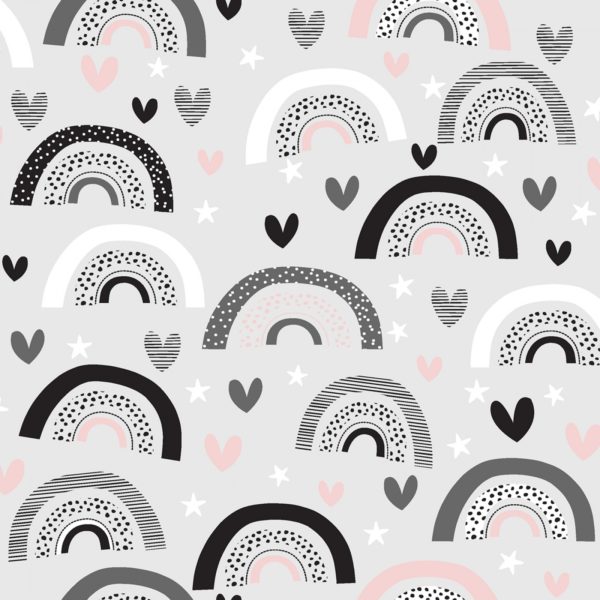Don’t Forget to Dream Flannel – Rainbow Hearts – Gray