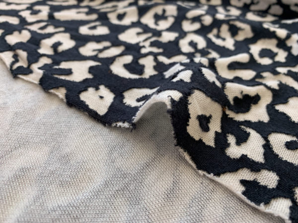 Designer Deadstock - Double Faced Poly/Cotton Knit - Black/White Leopard
