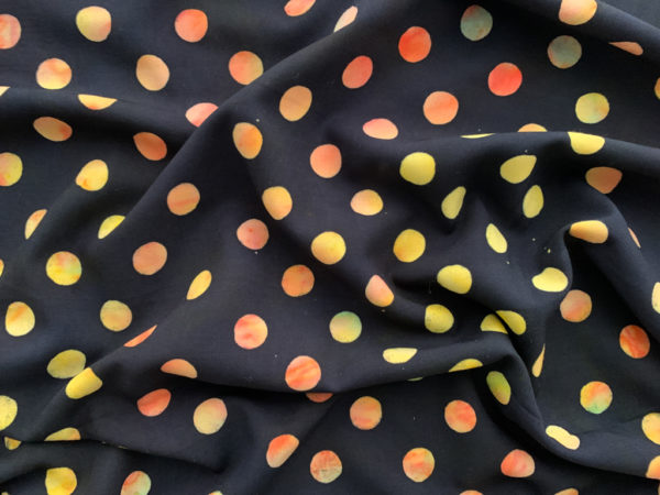 Rayon Batiks by Mirah – Polka Dots – Citrus