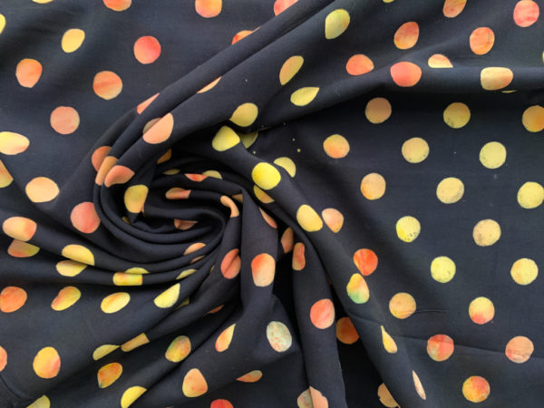 Rayon Batiks by Mirah – Polka Dots – Citrus