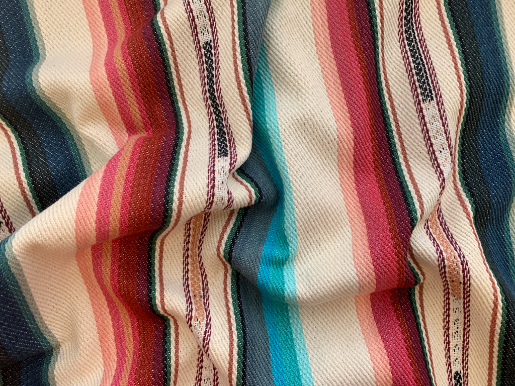 Heavyweight Yarn Dyed Cotton Stripe Red/Aqua Stonemountain