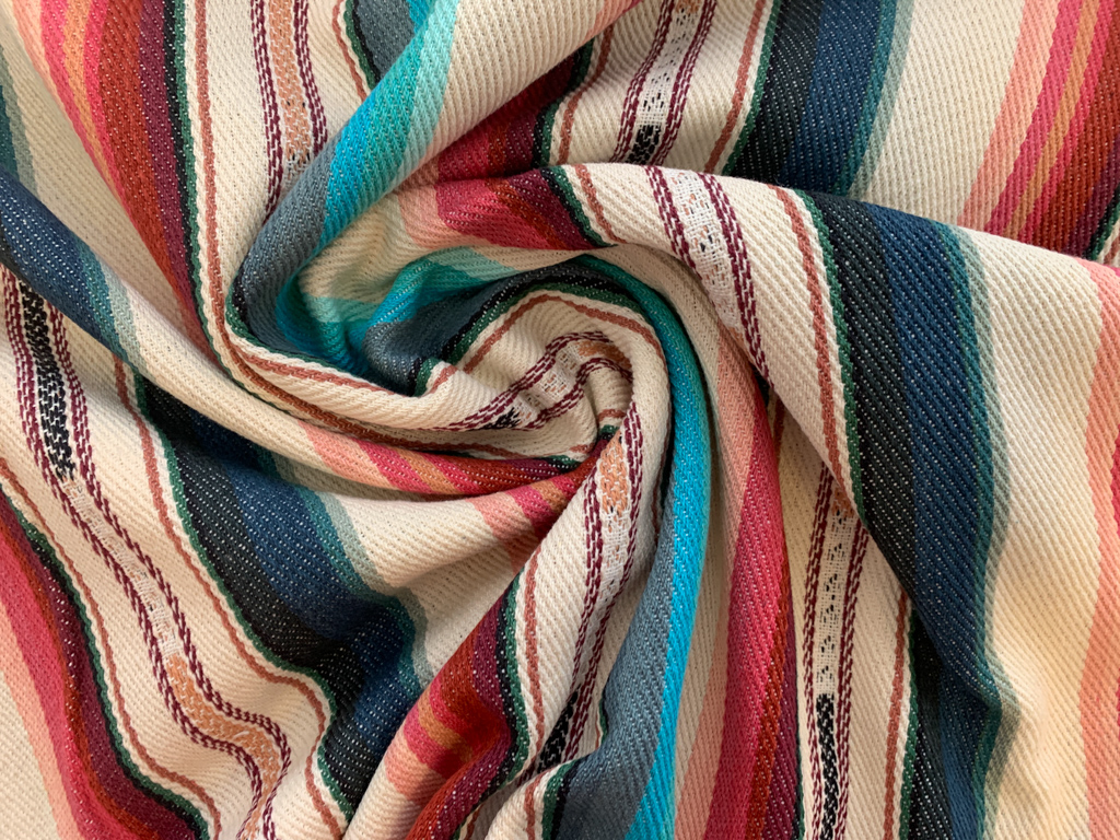 Heavyweight Yarn Dyed Cotton Stripe Red/Aqua Stonemountain