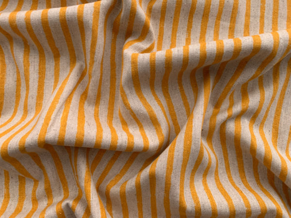 Designer Deadstock - Rayon/Linen Blend - Yellow/Natural Stripe