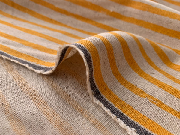Designer Deadstock - Rayon/Linen Blend - Yellow/Natural Stripe