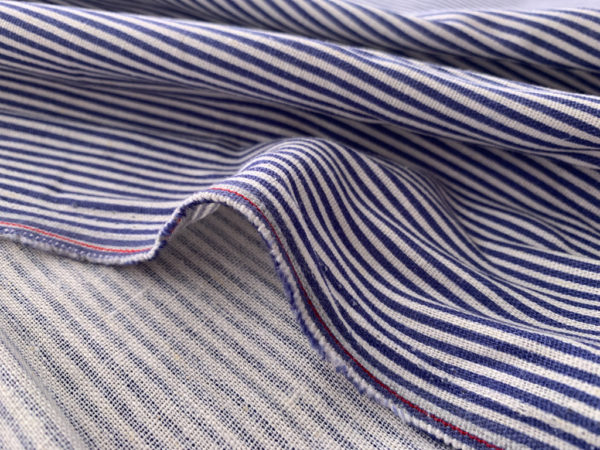 Designer Deadstock - Rayon/Linen Blend - Blue/White Stripe