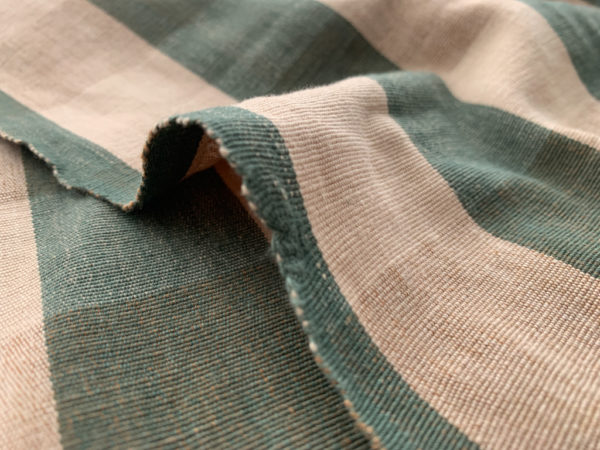 Designer Deadstock - Yarn Dyed Linen - Teal Plaid - Large