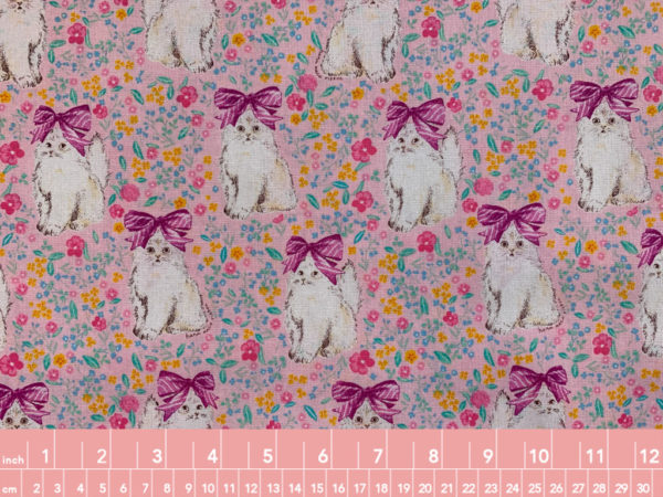 Sevenberry - Cotton Sheeting - Fancy Cat - Pink