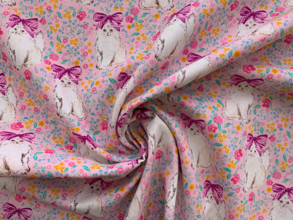 Sevenberry - Cotton Sheeting - Fancy Cat - Pink