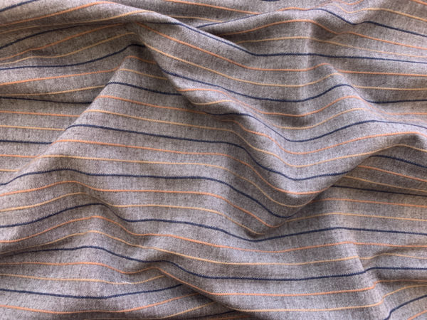 Japanese Cotton/Linen Chambray w/ Raised Stripes - Stone