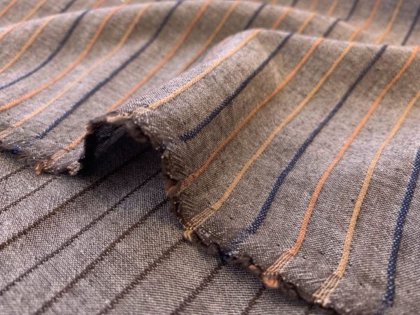 Japanese Cotton/Linen Chambray w/ Raised Stripes - Stone