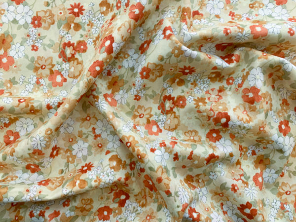 Japanese Cotton Lawn - Floral - Orange