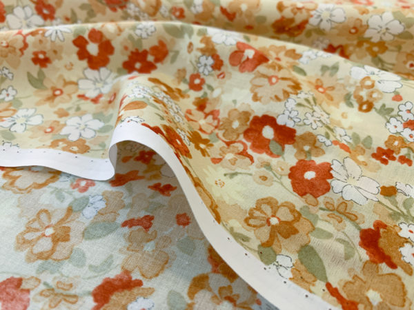 Japanese Cotton Lawn - Floral - Orange