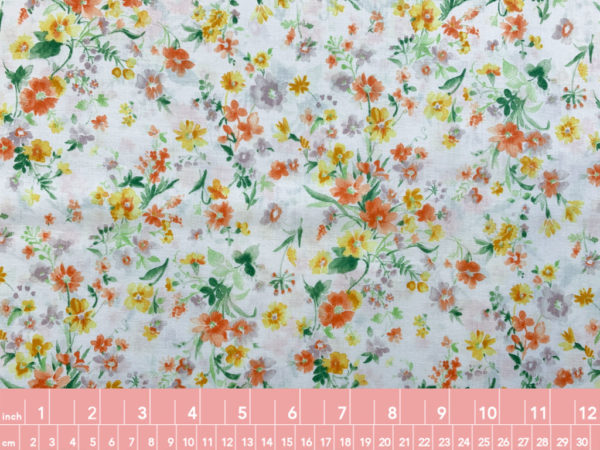 Japanese Cotton Lawn - Floral - Orange