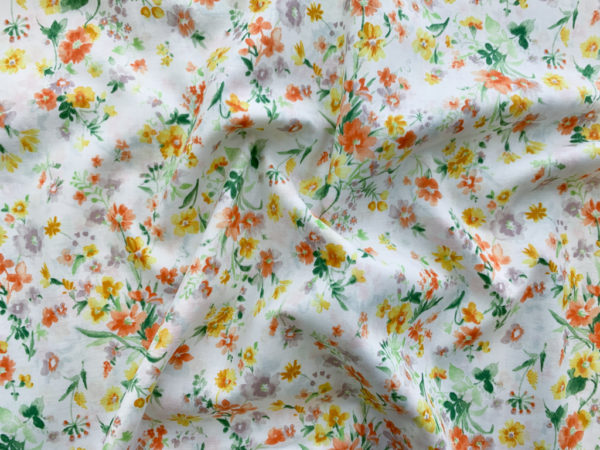 Japanese Cotton Lawn - Floral - Orange