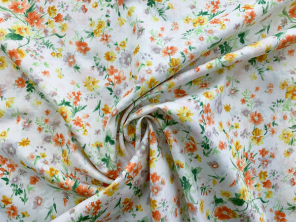 Japanese Cotton Lawn - Floral - Orange