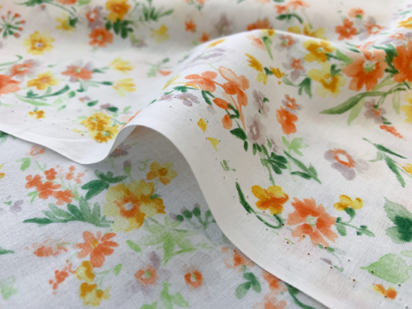 Japanese Cotton Lawn - Floral - Orange