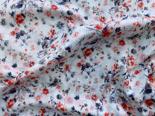 Japanese Cotton Lawn - Floral - Orange