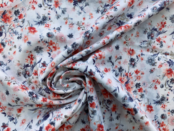 Japanese Cotton Lawn - Floral - Orange