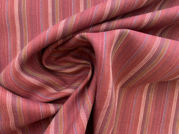 Yarn Dyed Linen - Red/Peach Stripe