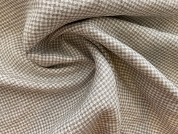 Yarn Dyed Linen - Tan/White Mini Plaid