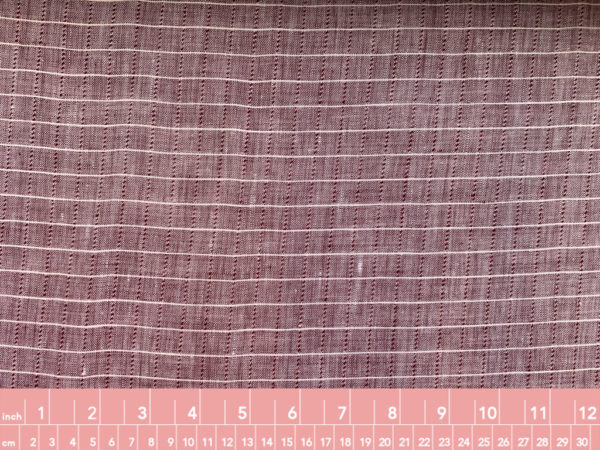 Yarn Dyed Linen - Burgundy/White Stripe Plaid