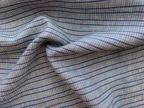 Yarn Dyed Linen - Blue Stripe Plaid