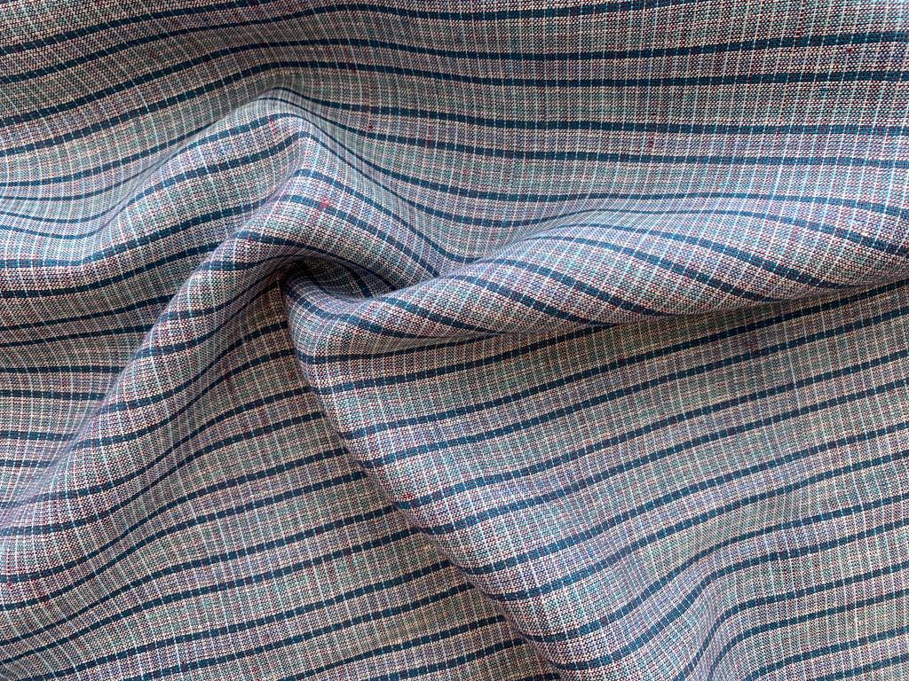 Yarn Dyed Linen - Blue Stripe Plaid - Stonemountain & Daughter Fabrics