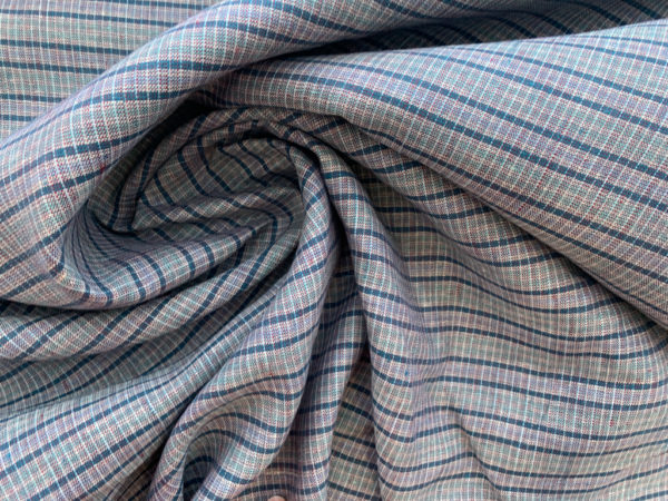 Yarn Dyed Linen - Blue Stripe Plaid